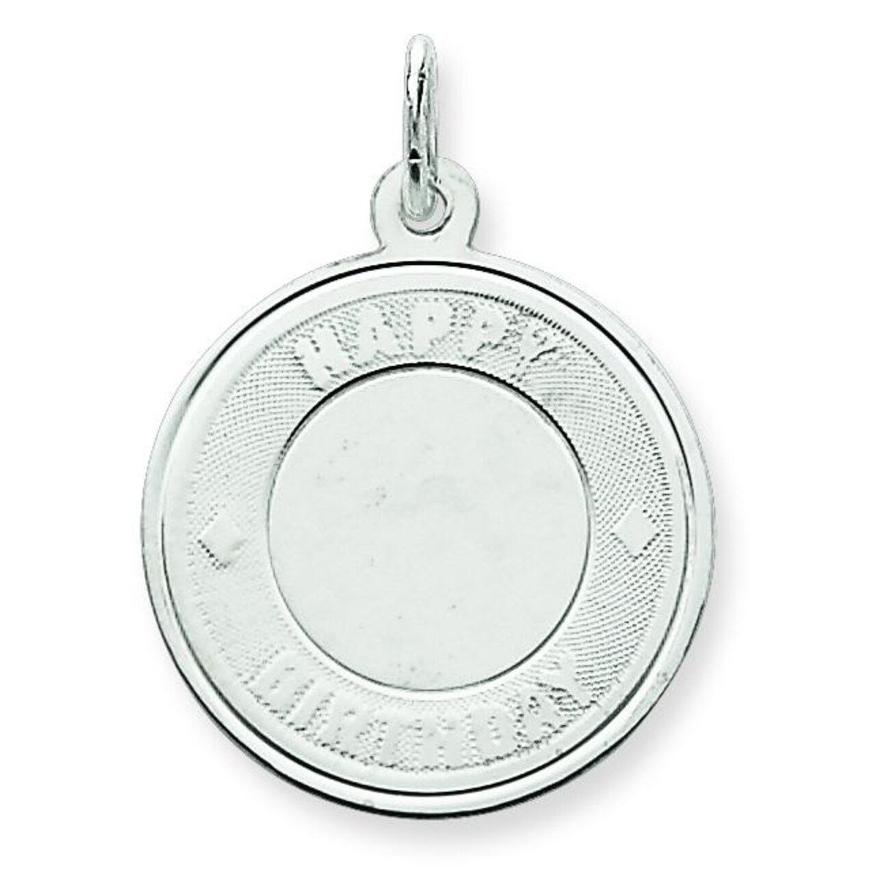 Sterling Silver Happy Birthday Disc Charm Engraveable Jewerly 26mm x 20mm